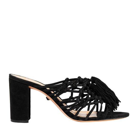 Schutz Tassle Block Heel size 8.5 VEUC Black - Picture 3 of 6